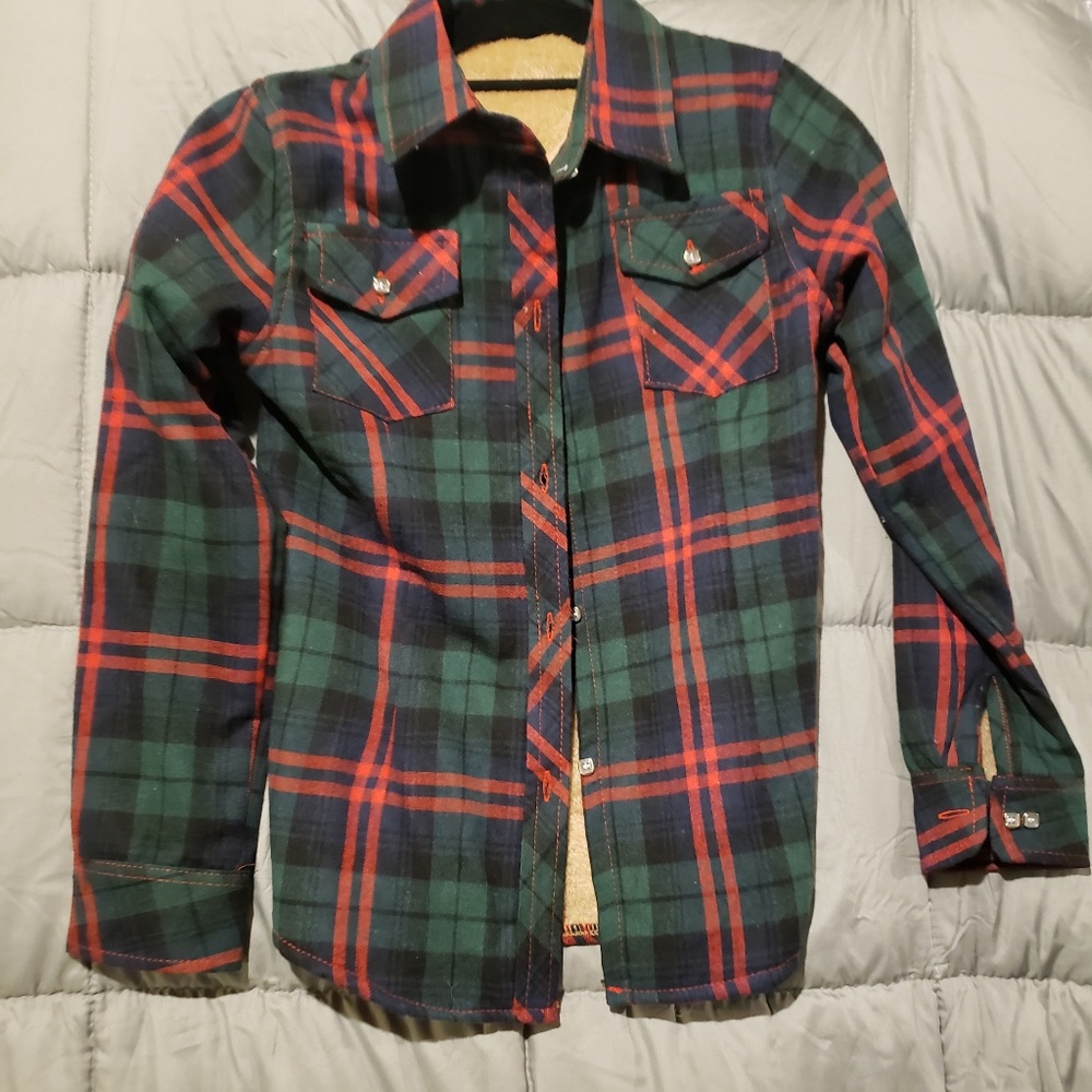 Red and green  plaid lined flannel